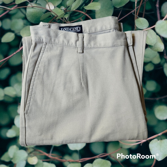 LAND'S END Classic Chino Pants Hi Rise Straight Leg Ivory Color Relaxed … - Picture 8 of 10